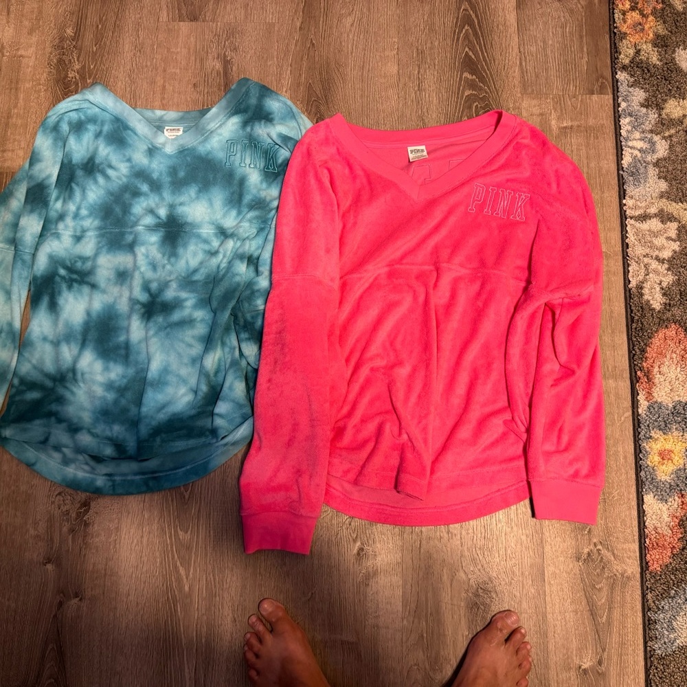 2 Victoria’s Secret Pink terrycloth tops large